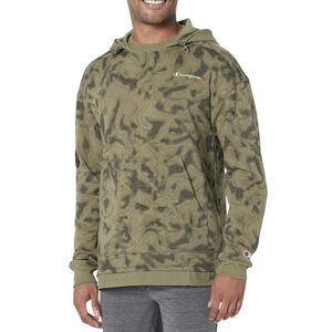 Champion All Over Print Fleece Hoodie Green Men's Size Small